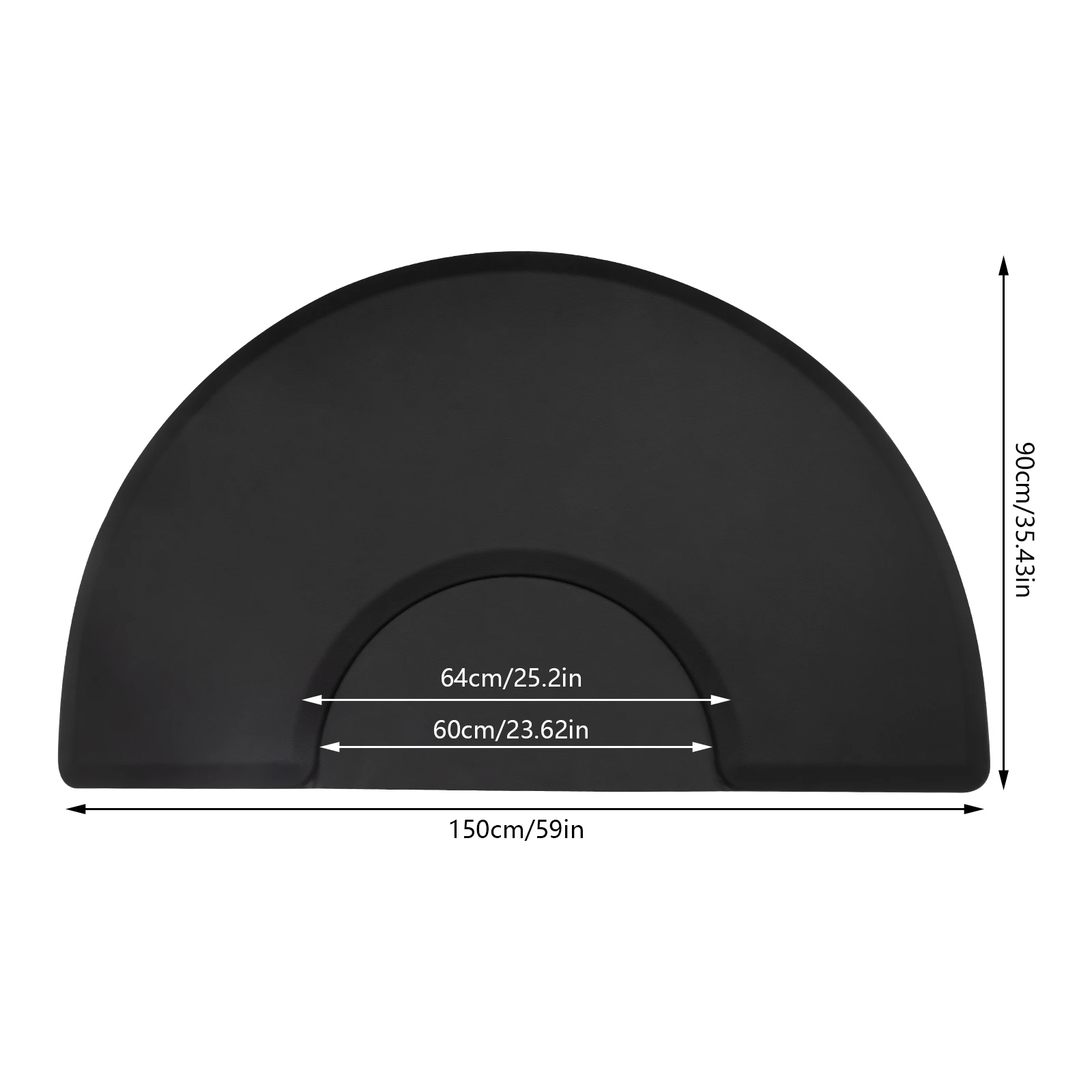 Tappetino Antifatica per Salone 3x5 ft, Semicircolare, Tappetino Antifatica per Barbiere Spesso 18mm, Tappetino Antiscivolo in PU per Sedia da Salone per Uso in Salone di Bellezza