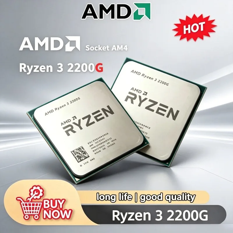 AMD Ryzen 3 2200G Originale Nuovo – CPU in Offerta Speciale, 3.5 GHz Zen Quad-Core Quad-Thread, Socket AM4, Modello YD2200C5M4MFB
