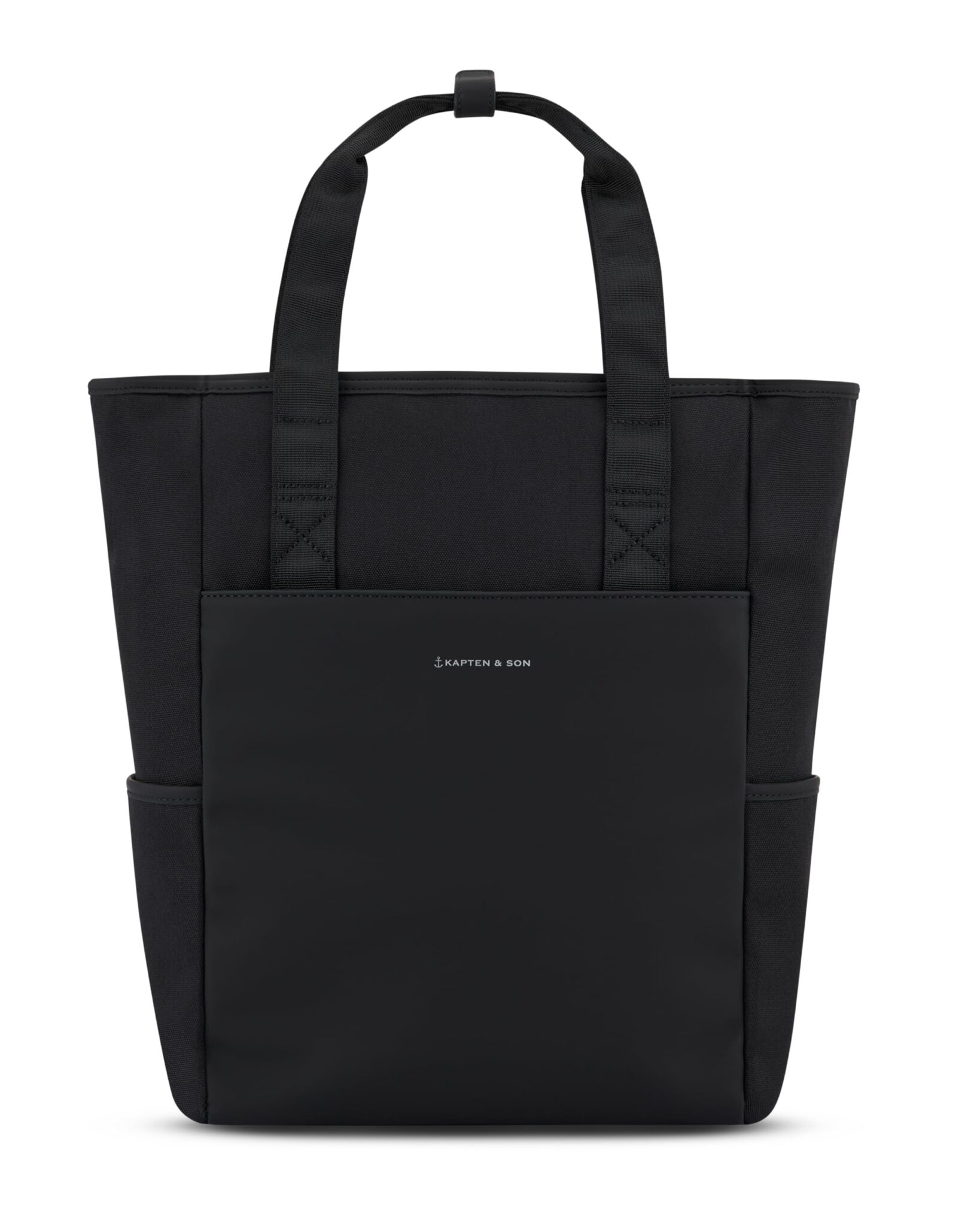 Kapten & Son Zaino Lindby All Black 18 l | Zaino Borsa 2 in 1 nero | Con sistema di fissaggio al trolley, scomparto per laptop e porta bottiglia