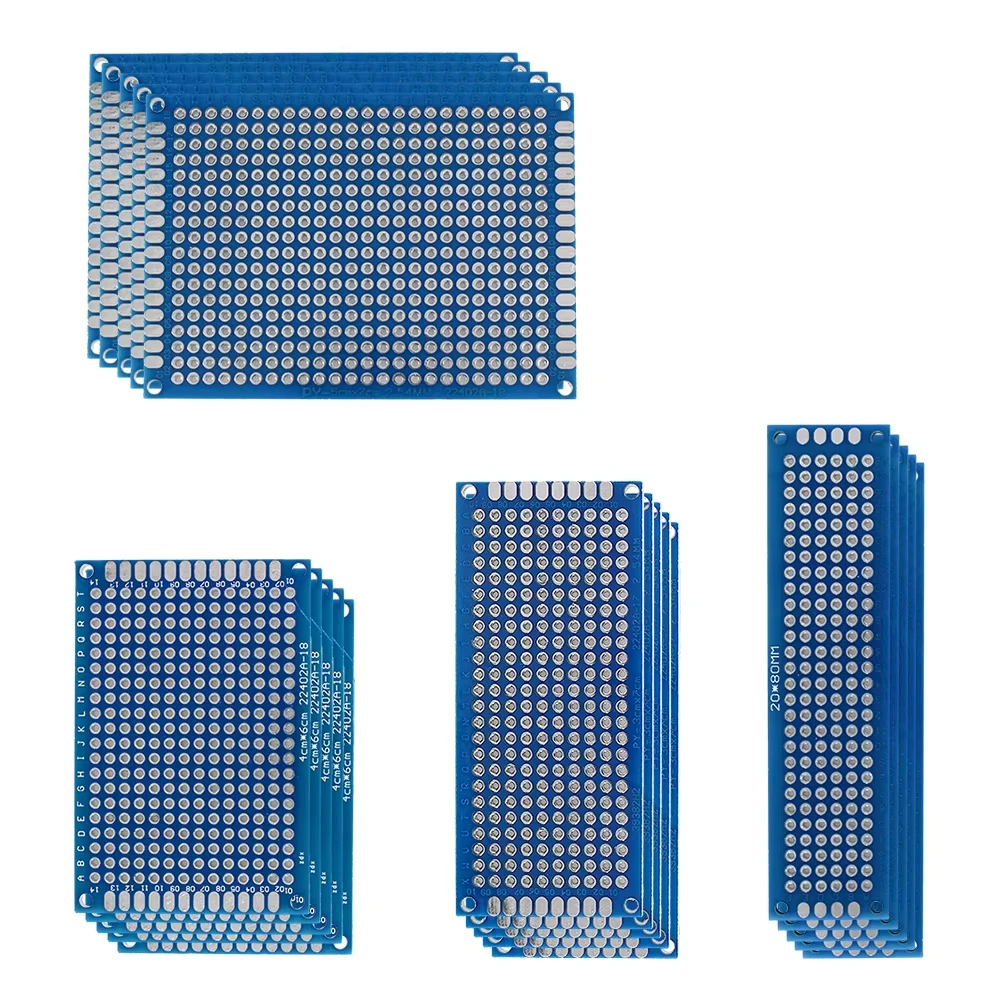 20 Pz/lotto Double face PCB kit Bordo Tagliere 2x8 3x7 4x6 5x7 cm Universale PCB Esperimento Blu Prototipo Circuiti Fai Da Te