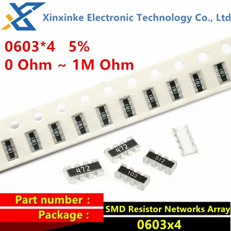100 Pezzi 0603*4P 0603x4 8P4R 5% 3216 1206 SMD Chip Resistori a Rete 0R 100R 470R 1K 10K 20K 10R 100K 470K Ohm 101/102/103