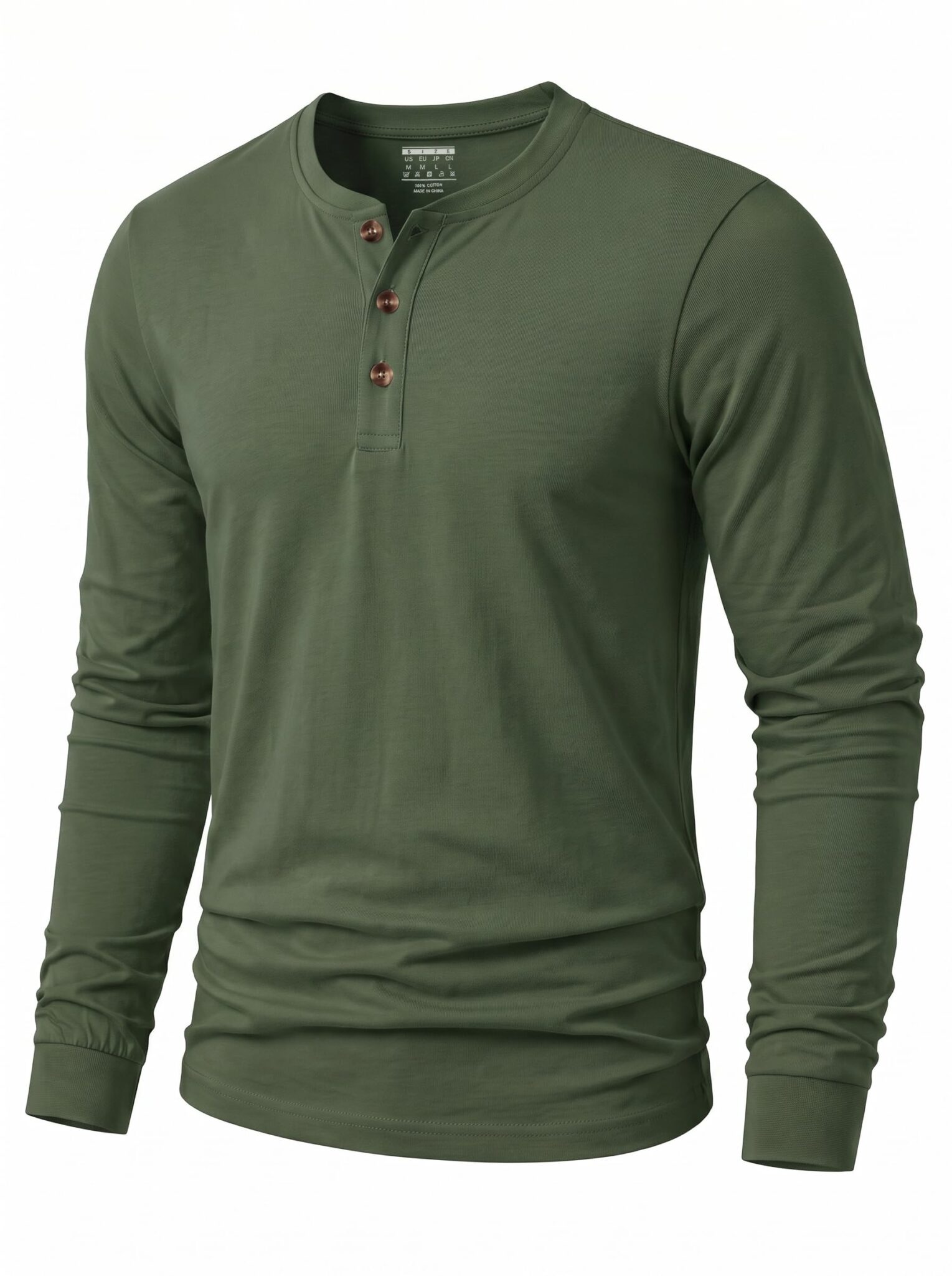 TACVASEN Tshirt Uomo Cotone Maglietta Uomo Manica Lunga Maglia Henley Camicia Elegante Base con Sfilo a Bottoni Taglio Regular Camicia Casual
