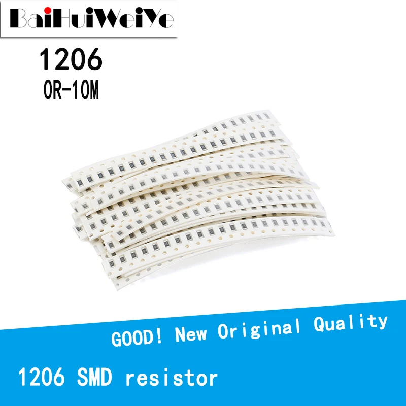 100 PZ/LOTTO 1206 Resistore SMD 0R-10M 1/2W 0 1 10 100 150 220 330 ohm 1K 2.2K 10K 100K 0R 1R 10R 100R 150R 220R 330R