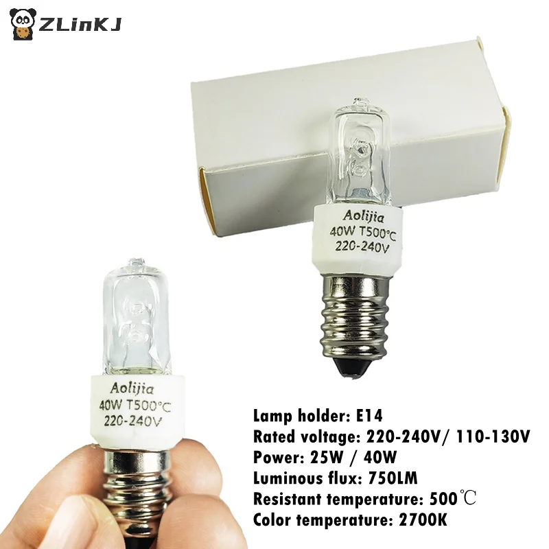 ▶ 1 Pezzo Lampadina per Forno E14 25W/40W 220-240V, Lampada Alogena Sicura per Forno, Alta Temperatura 500°C ℃ Lampadina resistente per microonde e asciugatrice