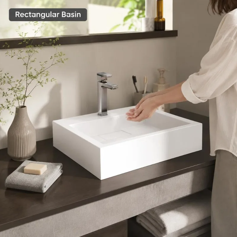 Lavabo in Pietra Minerale 60 x 38 x 11 cm, Design Moderno e Chic, Facile da Pulire, con Foro per Rubinetto, Montaggio a Parete per Bagno, Sala d'Acqua, Spogliatoio, Decorazione d'…