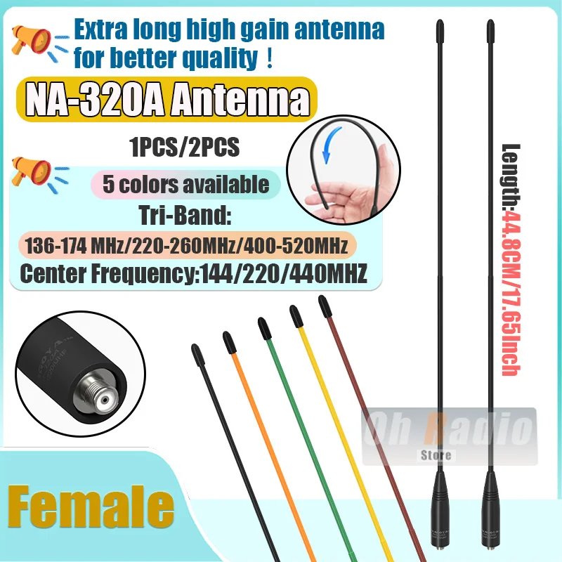 Antenna Nagoya NA-320A originale ad alto guadagno Tri-Band SMA-Femmina Soft Whip Antenna di qualità superiore per Baofeng UV-5R Mini DM-32 Radio