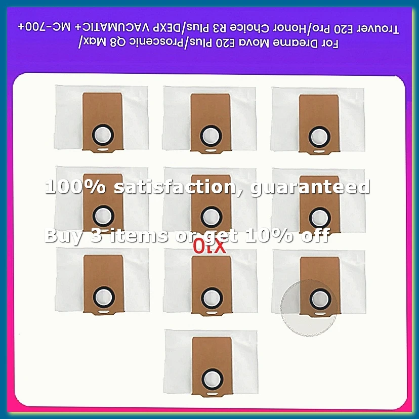 Sacchetto raccoglipolvere per aspirapolvere E20 Plus/ Q8 Max/Trouver E20 / Choice R3 Plus 10PCS-A009