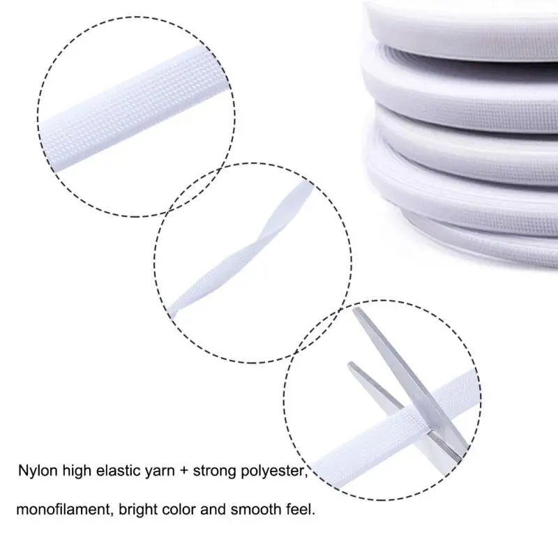 Banda di supporto in poliestere bianco da 0,3-1,5 cm, lunghezza 5 m, per cucito, per corsetti, abiti da sposa, cappelli e accessori artigianali.