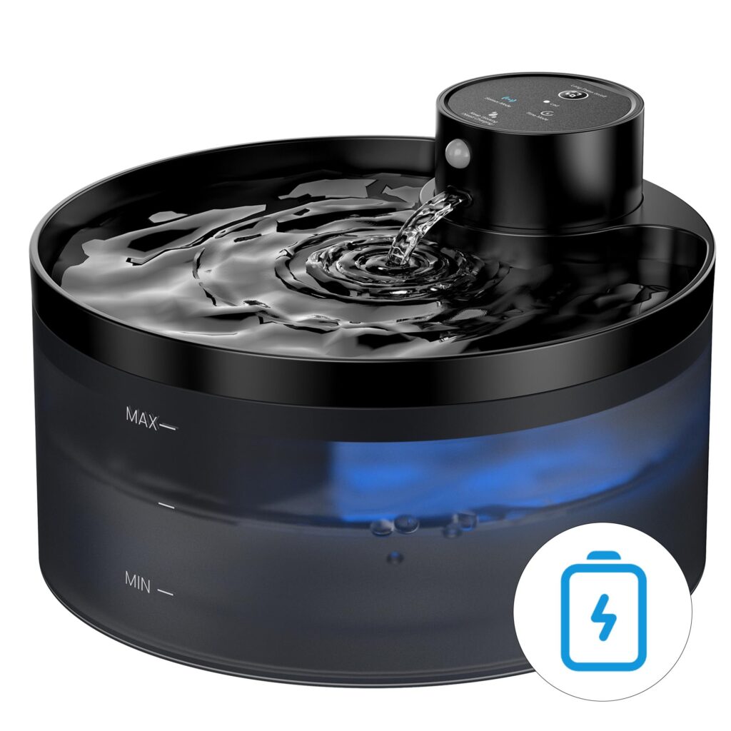 Fontanella per Gatti Senza Fili: Fontana per Gatti con Sensore di Movimento - 3.2L Fontanella Gatto - Dispenser Acqua gatto 4200 mAh Batteria - Distributore Acqua Ricaricabile - N…