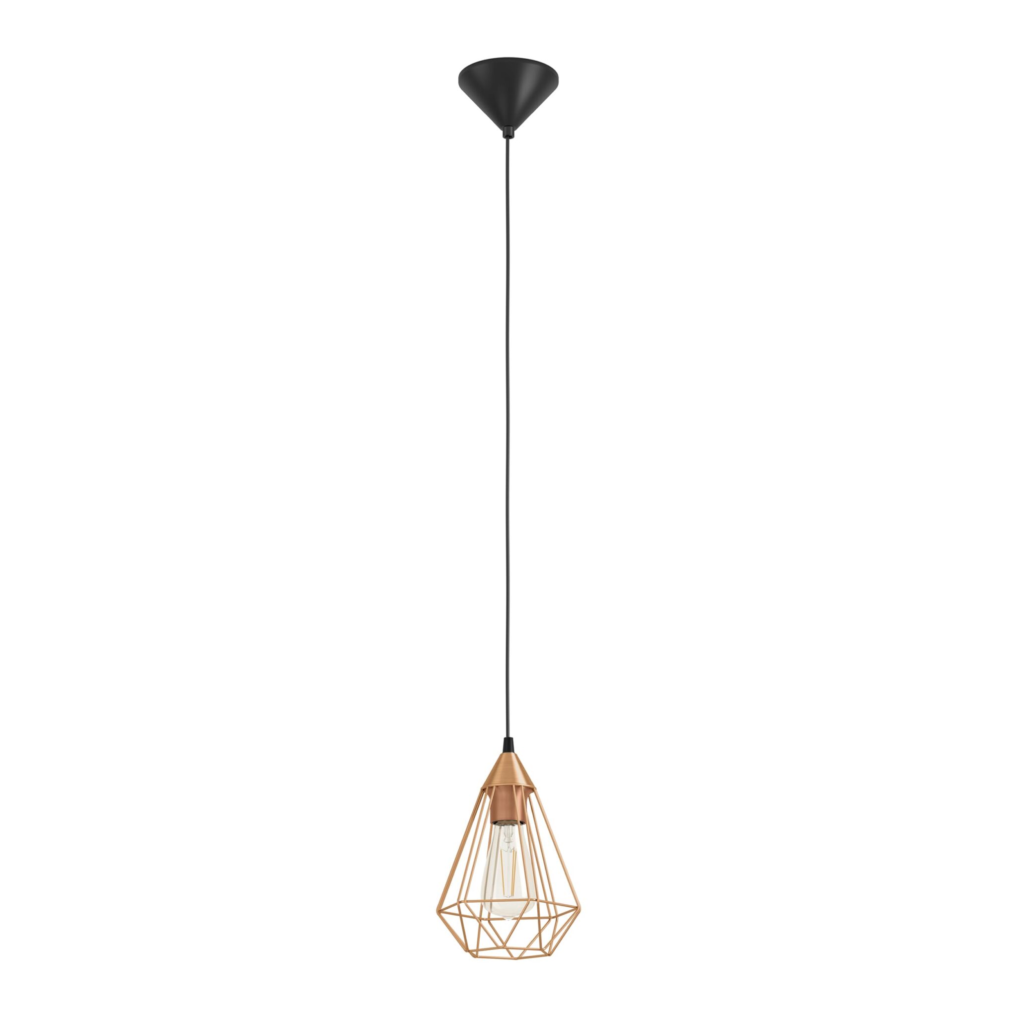 Eglo lampada a sospensione Tarbes in stile retrò e vintage, acciaio | e plastica, rame, nero, E27, diametro di 17,5 cm