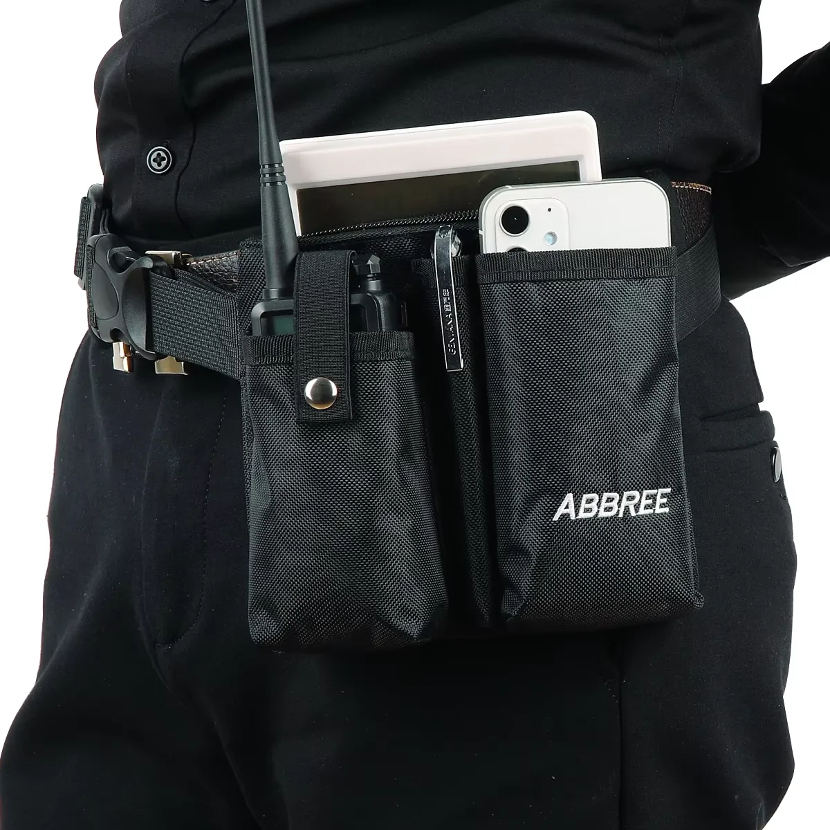 ABBREE Marsupio Per Ristoranti Bar Hotel Caffè Cameriere Soldi Borsa Grembiule per Baofeng UV-5R 888S UV-S9 Walkie Talkie