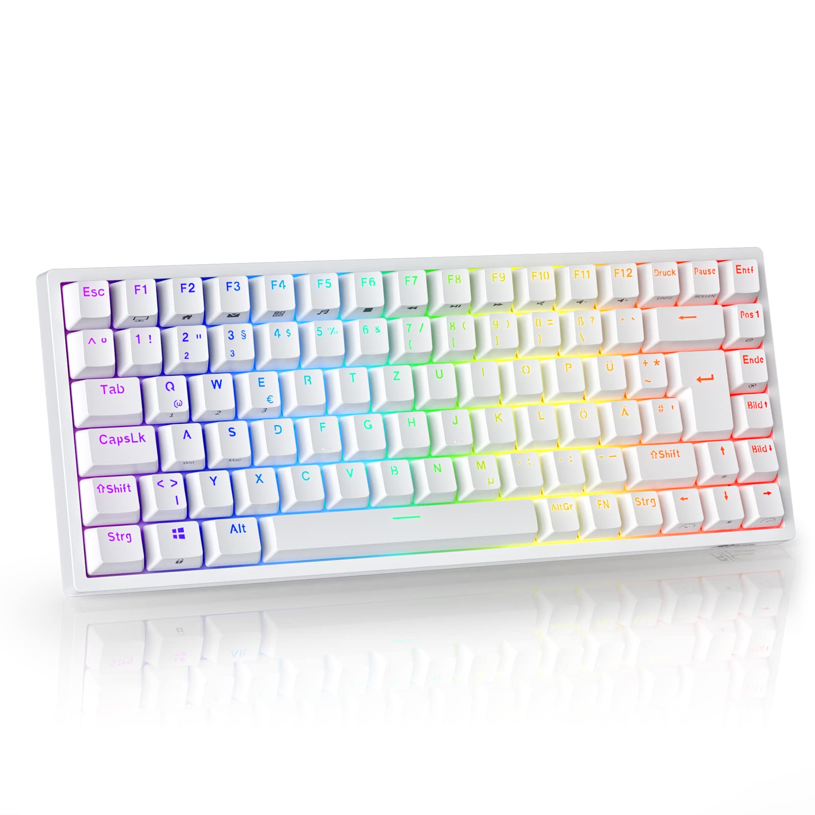 RK ROYAL KLUDGE RK84DE Tastiera meccanica Limited Ed RGB, QWERTZ | Tastiera meccanica TKL tripla modalità BT5.0/2,4G/USB-C Hot Swap 75%, tastiera da gioco wireless 84tasti,persona…
