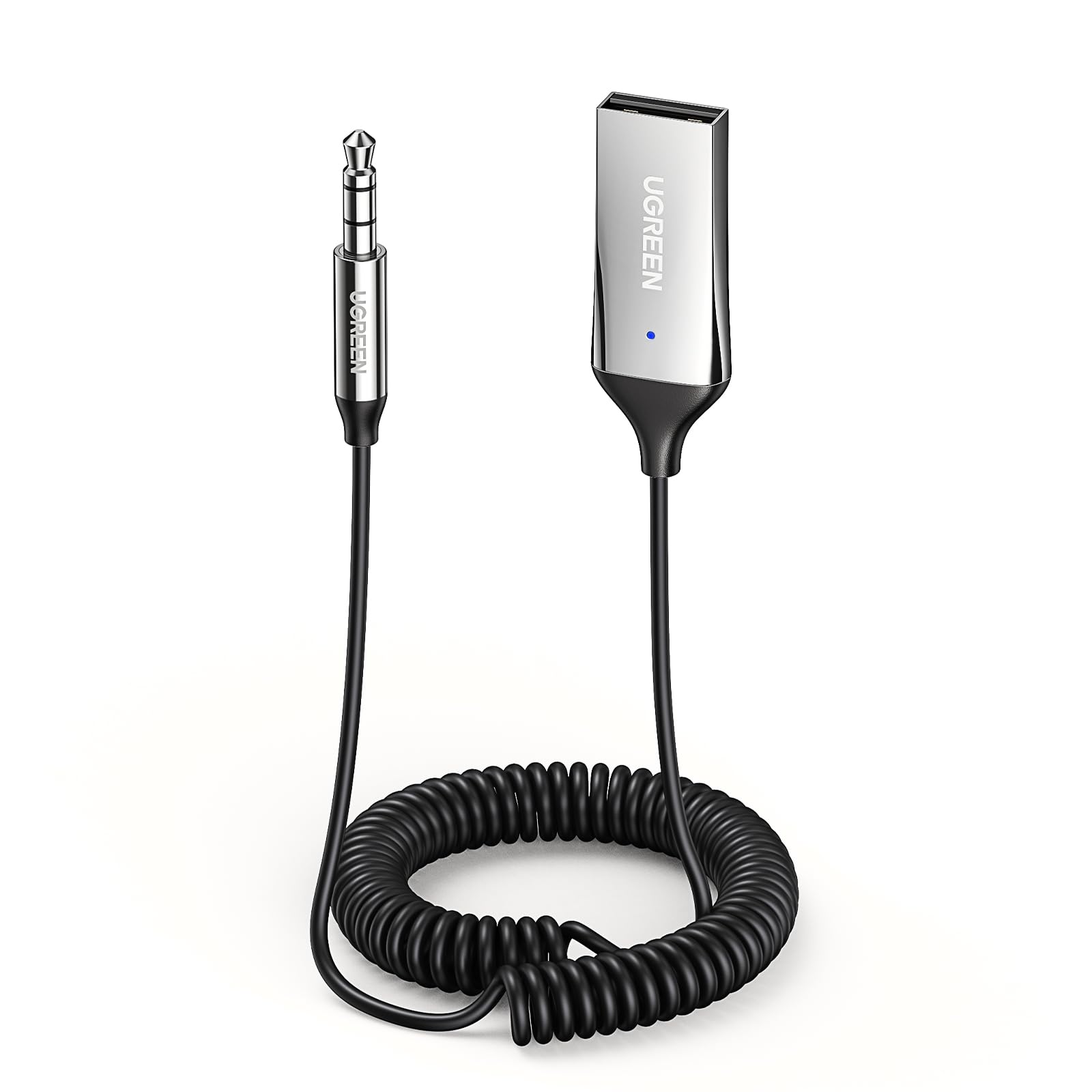 UGREEN Ricevitore Bluetooth 6.0 Jack AUX USB Bluetooth Auto Audio Argento | con Microfono Incorporato e Cavo per Auto Altoparlante Domestico Amplificatore