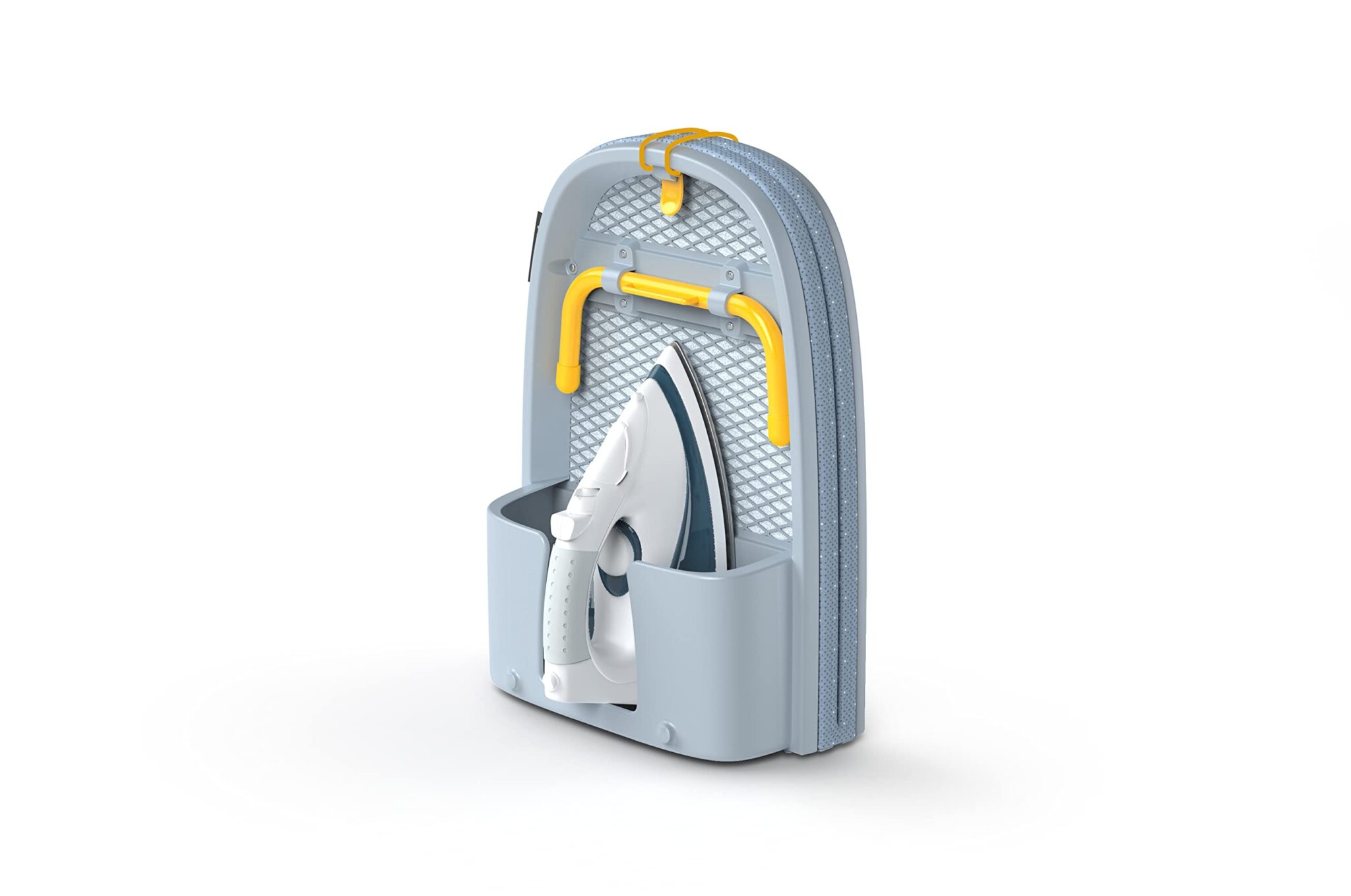Joseph Joseph - Pocket, asse da stiro pieghevole da tavolo, compatto e salvaspazio, asse di dimensioni standard - Colore: Grigio/Giallo