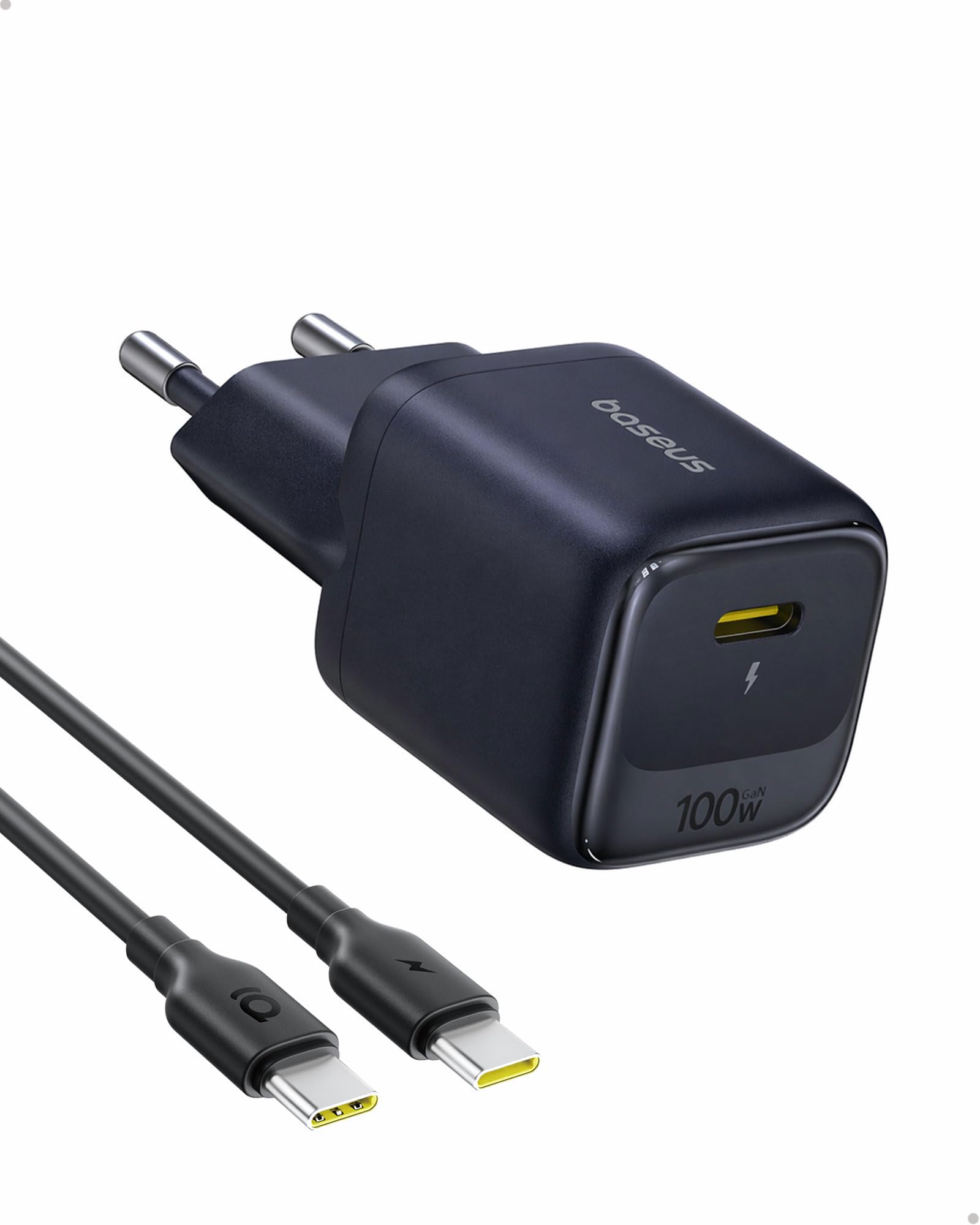 Baseus Enerfill Caricatore USB C 100W, caricatore rapido PD compatto, alimentatore GaN per MacBook Pro/Air, iPad Pro, iPhone 17/16/15, Samsung Galaxy S25/S24, laptop (cavo USB-C d…