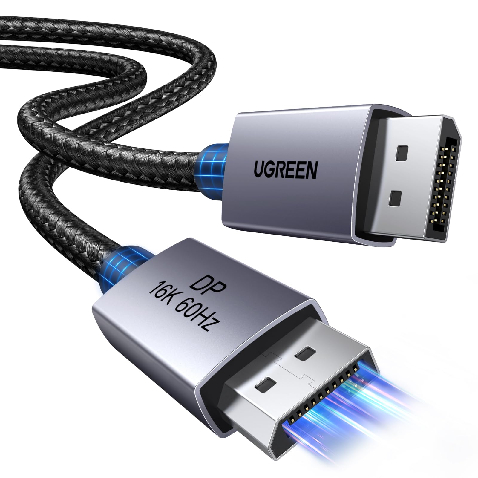UGREEN 16K 60Hz Cavo DisplayPort 2.1 Certificato VESA 8120Hz 4K240Hz 0.5M | Display Port HDR HDCP G Sync Free Sync Cavo DP Cassa in Lega di Alluminio 80Gbps Compatibile con PC Mon…