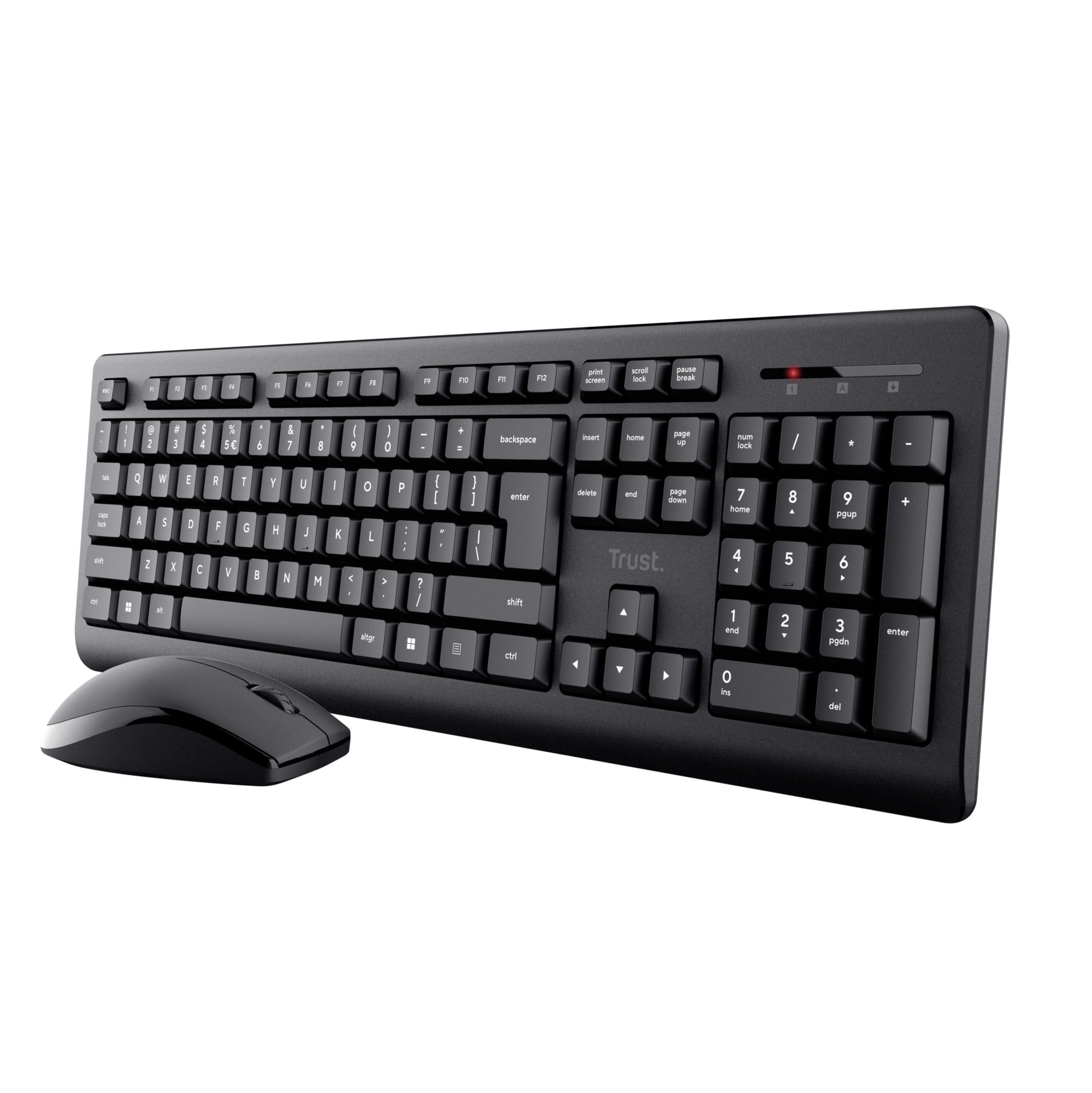 Trust Primo Set Tastiera e Mouse Wireless Italiano QWERTY, Nero | Tasti a Profilo Ribassato, Unico Ricevitore USB, Resistente agli Sversamenti, Mouse Ambidestro, Kit Senza Fili PC…