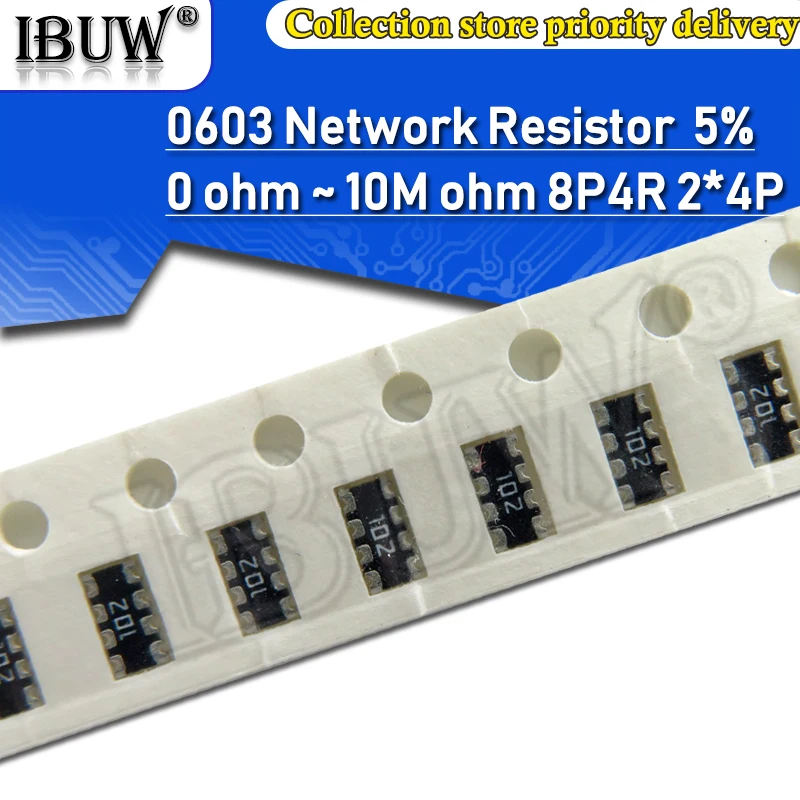 100 pz 0603*4 8 p4r 2*4P resistore di rete SMD array 0 ~ 910 ohm 1K ~ 910K 2K 2.2K 4.7K 10K 22K 47K 100K 1M 1 10 100 220 470 ohm