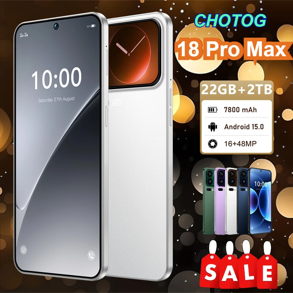 Smartphone CHOTOG per 18 Pro Max, Telefoni Cellulari Android Sbloccati 22G+2TB, Batteria 7800mAh, Display HD Completo da 7.3 Pollici, Cellulare Economico 4G 5G Dual SIM, Fotocamer…