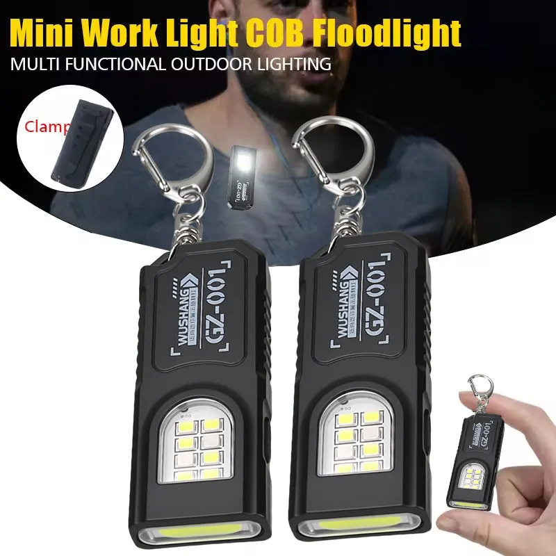 Torcia Portachiavi Multifunzione Ricaricabile USB con Luce da Lavoro COB, Mini Torcia Tascabile per Campeggio e Passeggiate