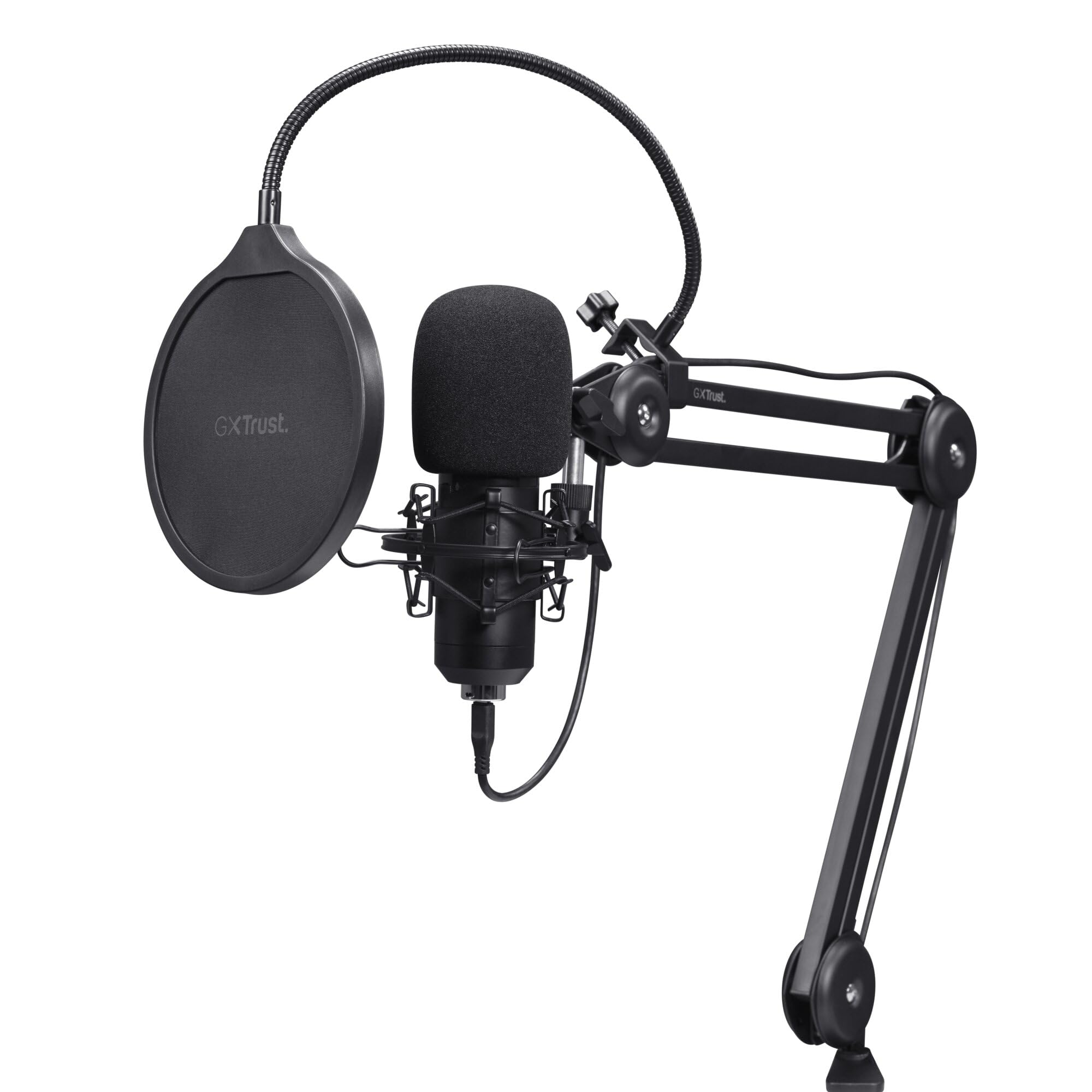 GXTrust Emita II Microfono con Braccio Regolabile, Filtro Pop, Nero | Pattern Cardioide 192 kHz/24 bit, Microfono Gaming USB per Podcast Youtube ASMR Streaming Twitch PC PS5