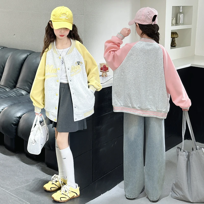 Cappotto uniforme da baseball casual per ragazze adolescenti Stile sciolto Bambini Primavera Autunno Giacca sportiva Bambini Nuovo arrivo Costume sportivo