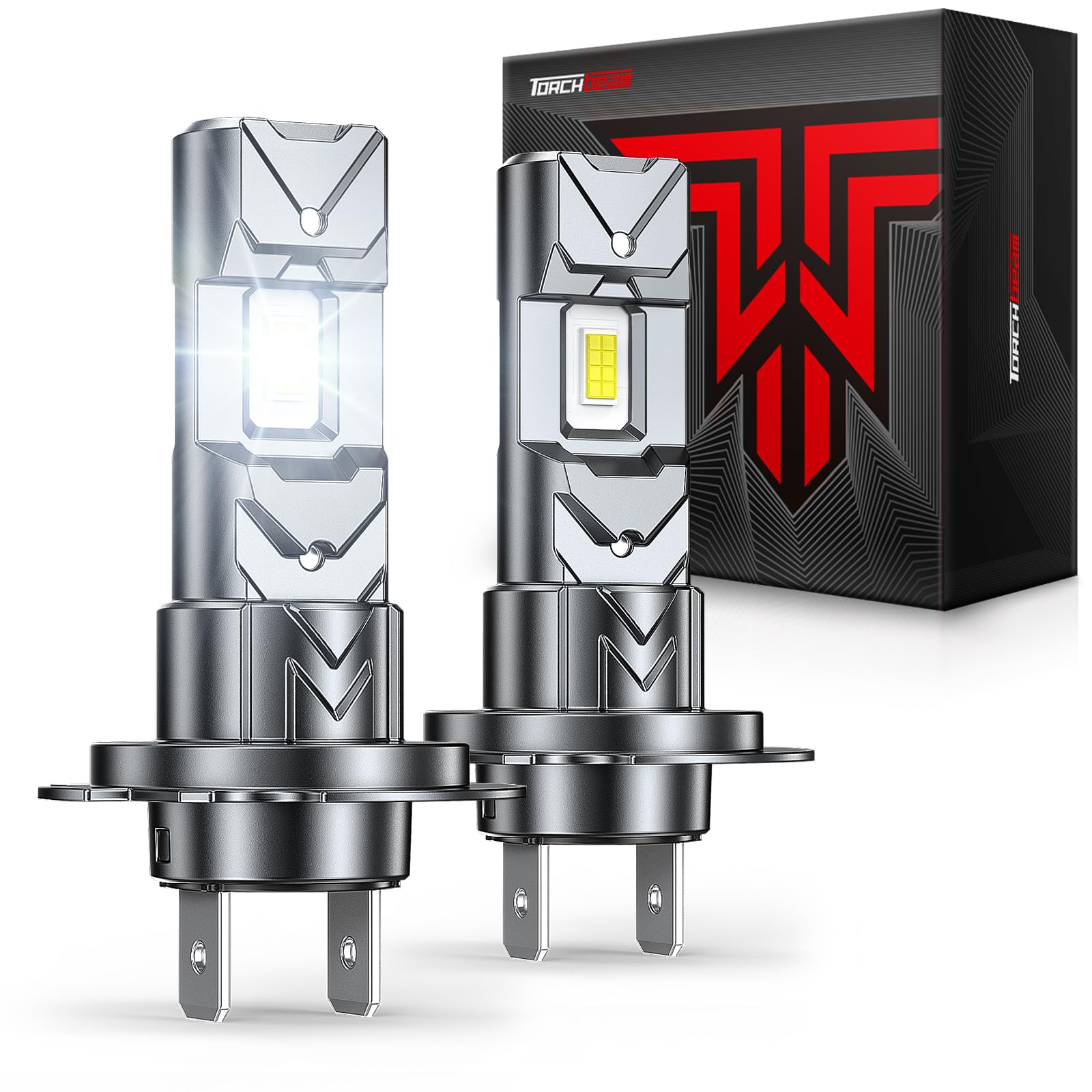 Torchbeam [Aggiornamento 2026] H7 LED 34000LM 6500K Bianco Freddo | 500% Luminosità, Dimensioni Mini 1:1, Plug and Play, Per Fari Auto e Moto, Pacco da 2