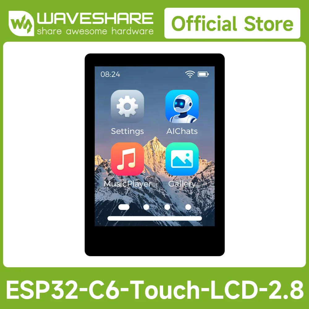 Scheda di sviluppo Waveshare ESP32-C6 con display touch capacitivo IPS da 2,8 pollici, risoluzione 240 × 320, 262K colori, Wi-Fi 6 integrato