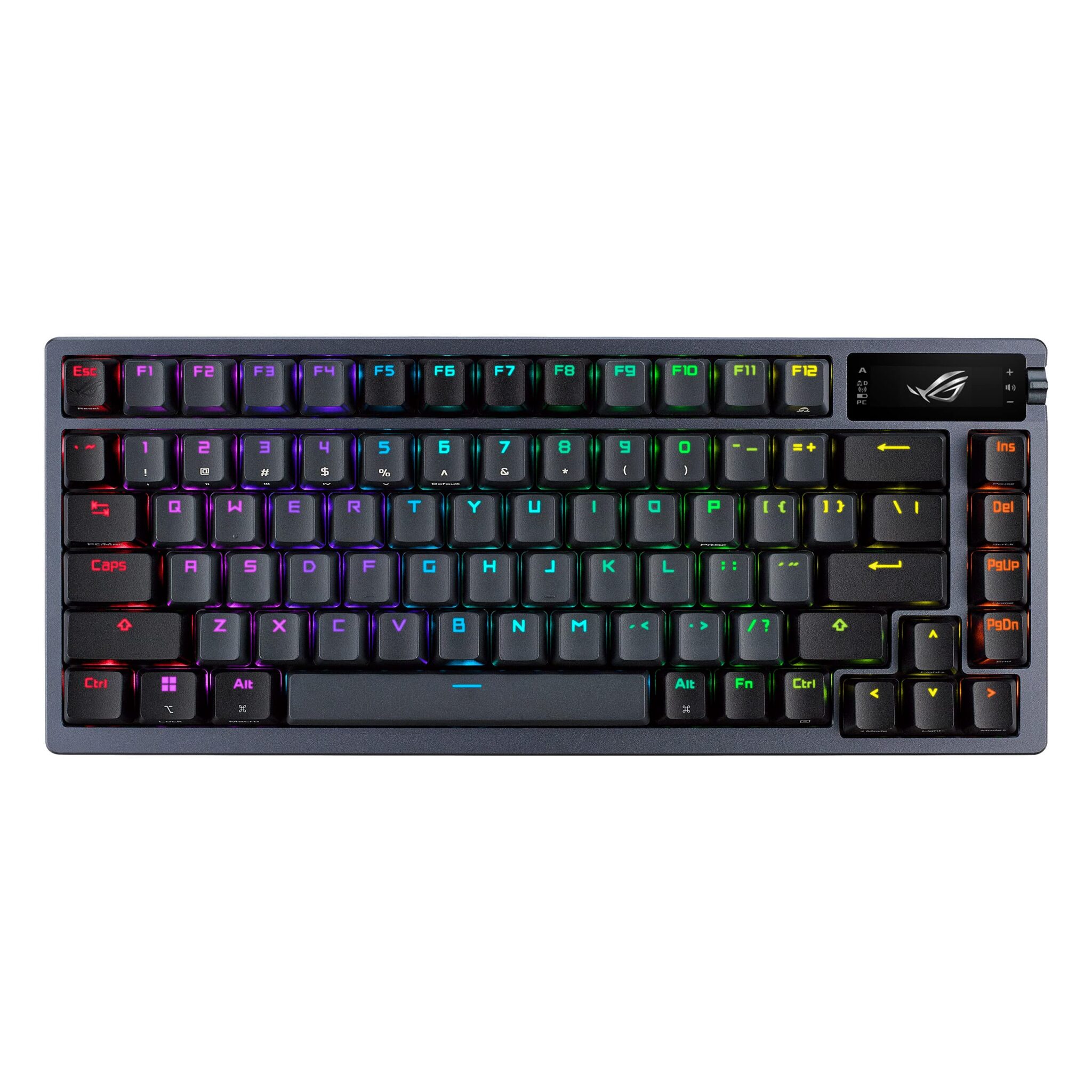 ASUS ROG AZOTH, Tastiera da Gaming Senza Fili da 75 Tasti, Nera | Display OLED, Switch ROG NX Rossi Sostituibili, Stabilizzatori Tastiera, Copritasti ABS, Illuminazione RGB, Itali…