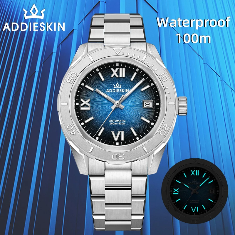 AddiesKin K002 Orologio meccanico automatico di lusso reloj hombre 9015 Movimento Vetro zaffiro 100m Diver BGW9 Orologio da uomo luminoso