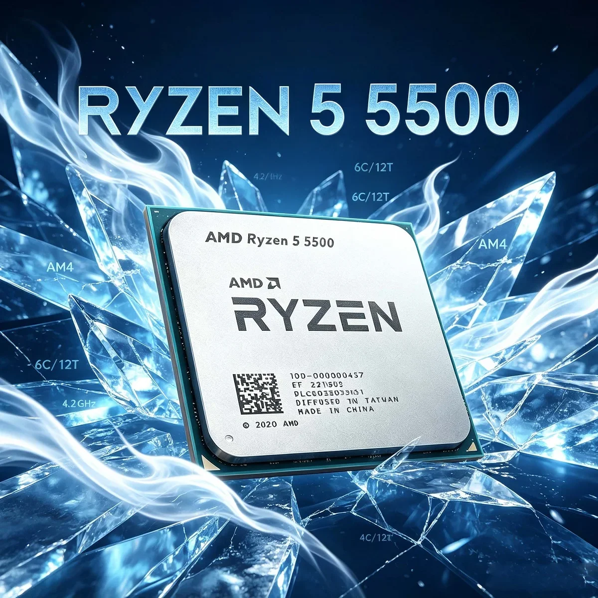 Processore AMD Ryzen 5 5500 R5 5500 CPU 6-Core 12-Thread 3.6 GHz 7NM L3=16M Socket AM4 100-000000457 ma senza dissipatore