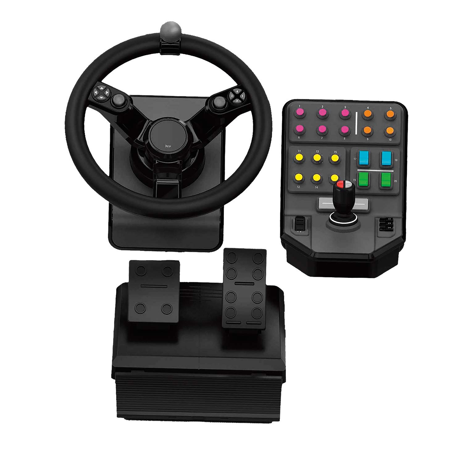 Logitech G Saitek Farm Sim Controller | Kit Simulazione Macchine Pesanti, Volante, Console, Pedali, 900°, 38 Pulsanti, USB, PC/Mac - Nero