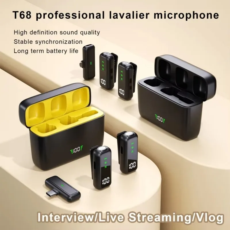 Microfono Lavalier wireless per registrazione audio e video, mini microfono portatile per iPhone, Android, live streaming, gaming, telefono con ricevitore