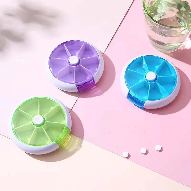 Portapillole Rotante Portatile Stile Casuale - Organizzatore Settimanale per Pillole da 7 Giorni, Adatto per Vitamine, Integratori e Medicinali