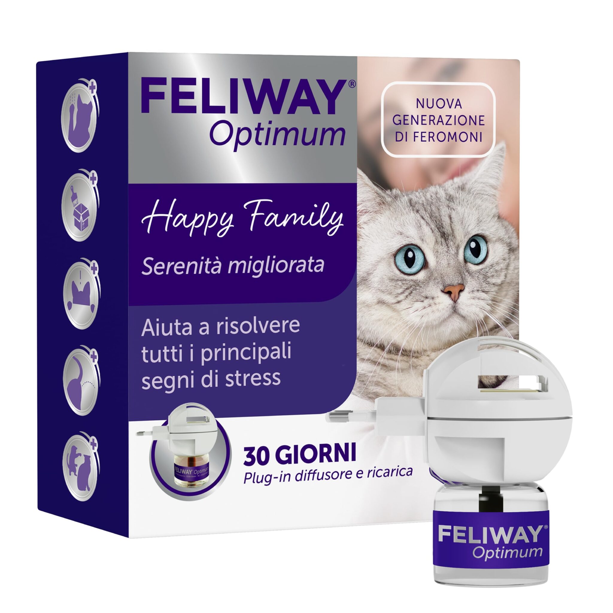 FELIWAY Optimum Starter Kit diffusore di feromoni calmanti per gatti, durata 30 giorni, 48 ml – Aiuta a risolvere tutti i segni comuni di stress nei gatti e gattini. Raccomandato…