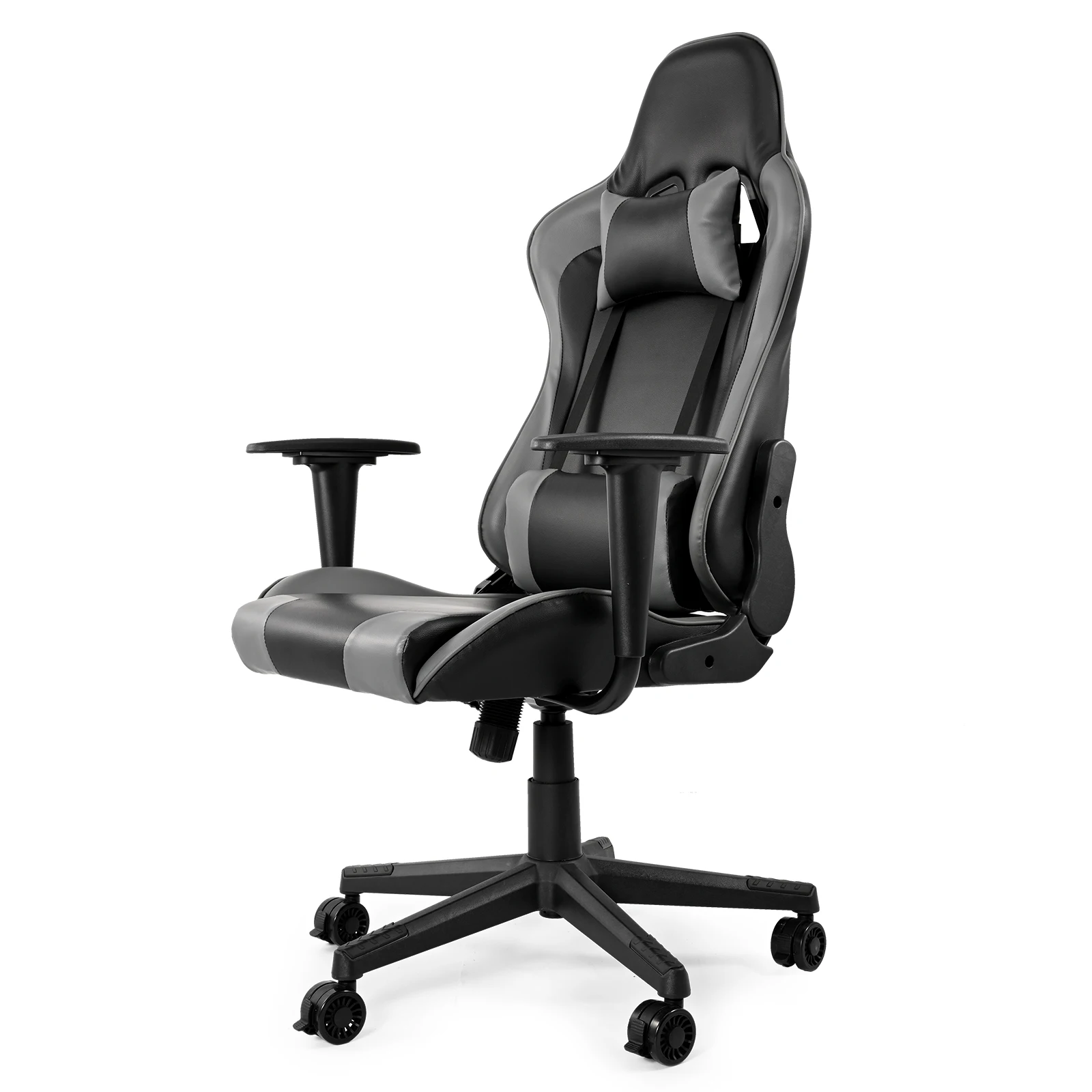 Sedia da Gaming Minneer Flight Racing Simulator Girevole e Regolabile in Altezza con Ruote, in Pelle PVC Traspirante Nera e Grigia, Sedia da Ufficio con Cuscino Lombare e Poggiate…