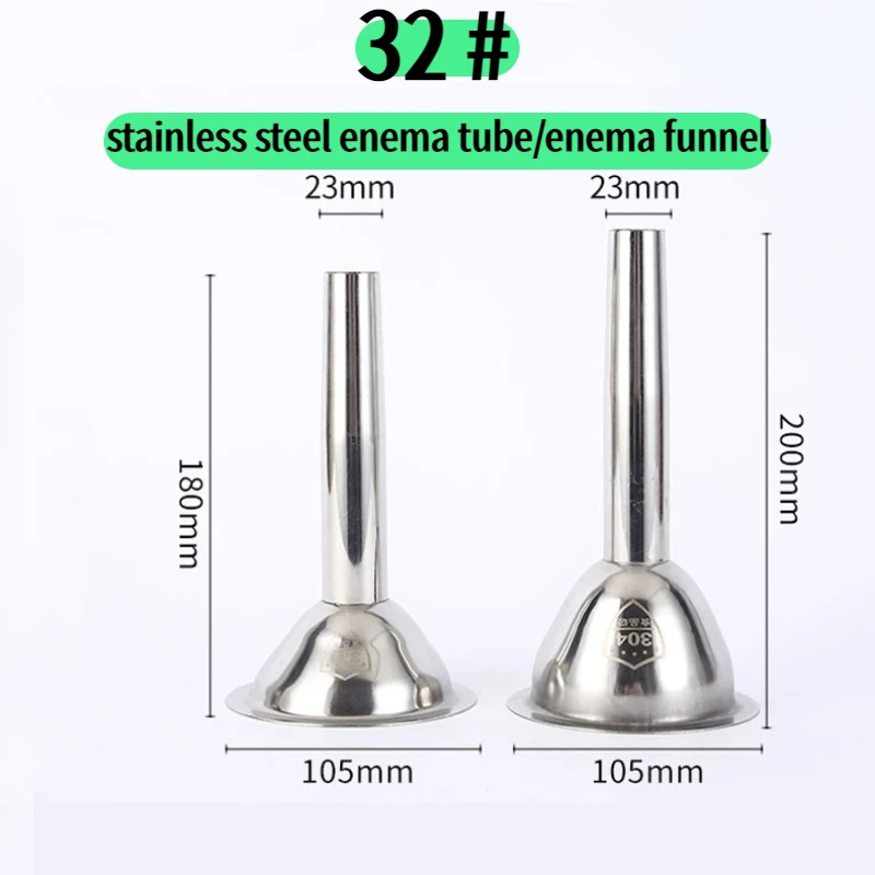Tubo per enema in acciaio inossidabile 32 # Tubo per enema, insaccatoio per intestino di maiale, imbuto per enema, tubo per enema