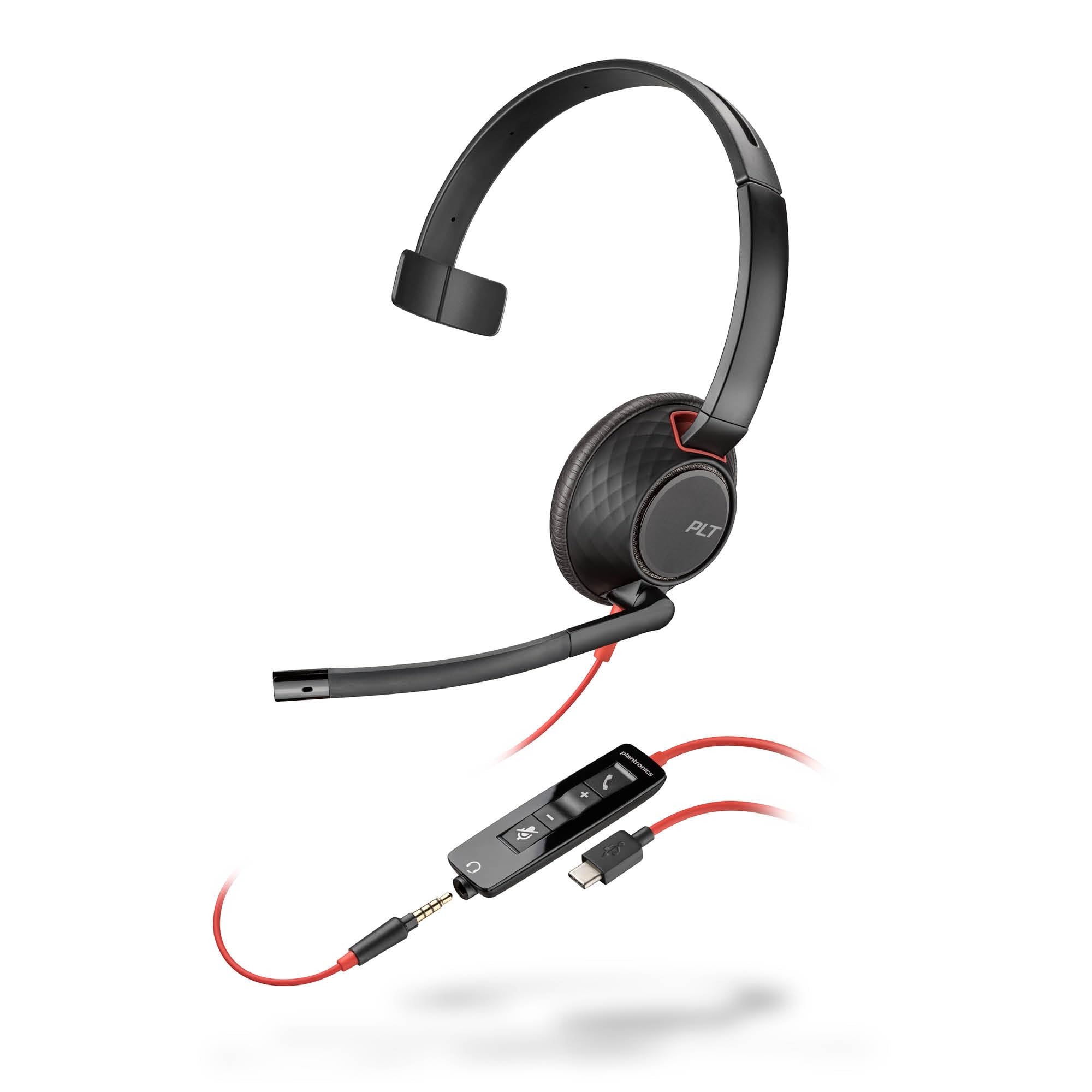 Poly BW 5210 USB-C HS CS1 | Cuscinetto in Similpelle, Riduzione del Rumore, Comandi sul Cavo, Compatibile con Windows 10 e macOS, Nero