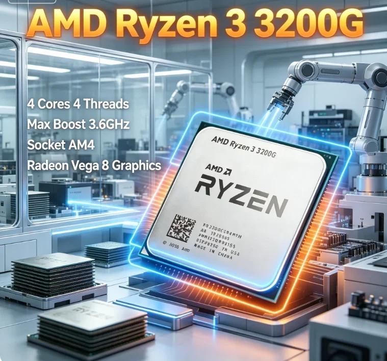 CPU per Gaming Leggero Ryzen 3 3200G 4 Core 3.6GHz AM4 4MB Cache 65W Senza Dissipatore Supporto DDR4