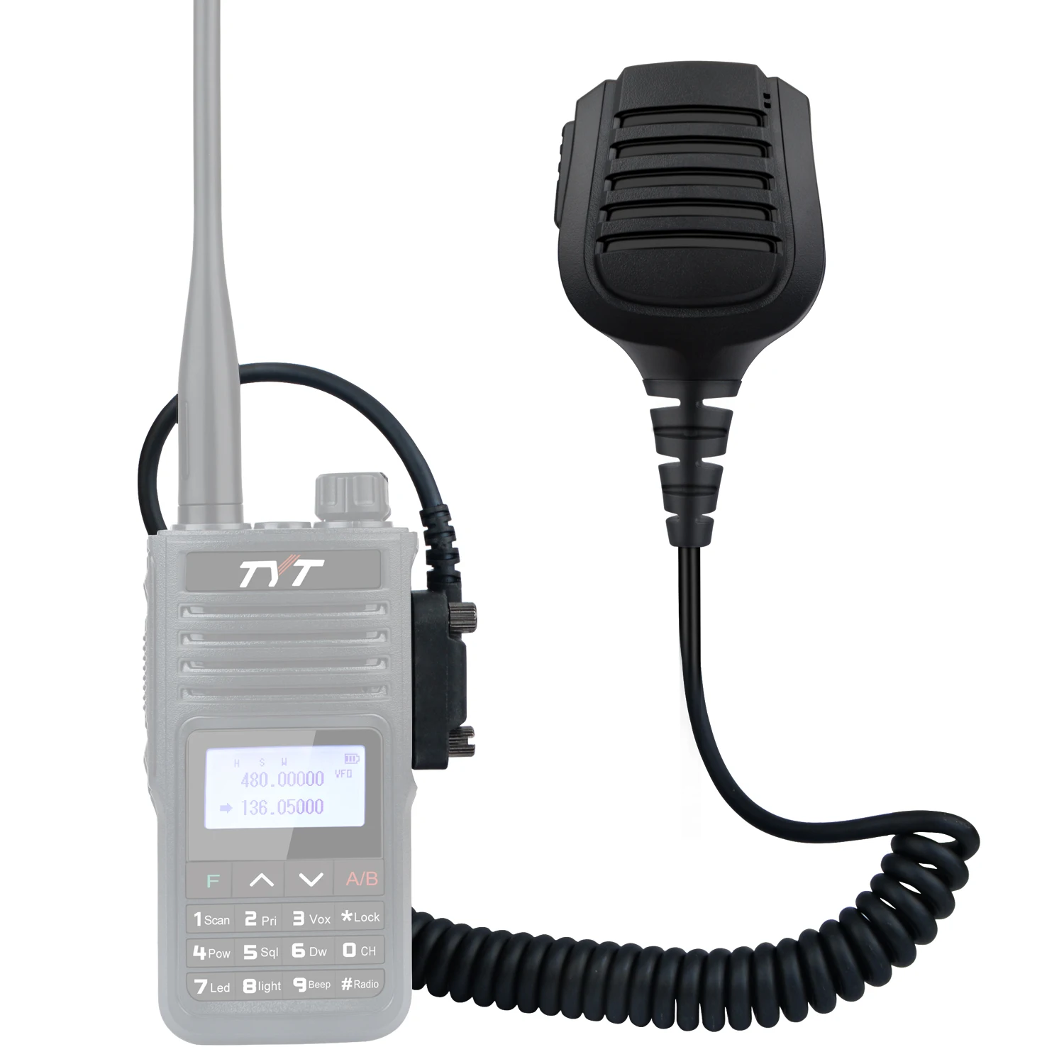 TYT TH-UV99 Microfono walkie-talkie impermeabile da 10 Watt Altoparlante 2 W 8 Ω Microfono palmare con jack per auricolari da 3,5 mm Cavo a molla allungato