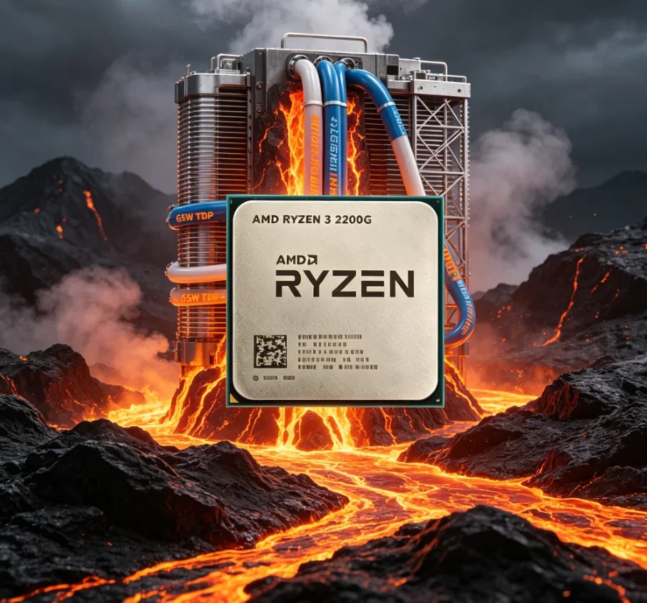Mini Tower Salvaspazio con AMD R3 2200G, Grafica Vega8, Basso Consumo Termico, Stabile per Lavorazione Quotidiana di Documenti, Chip AM4 Senza Ventola di Raffreddamento