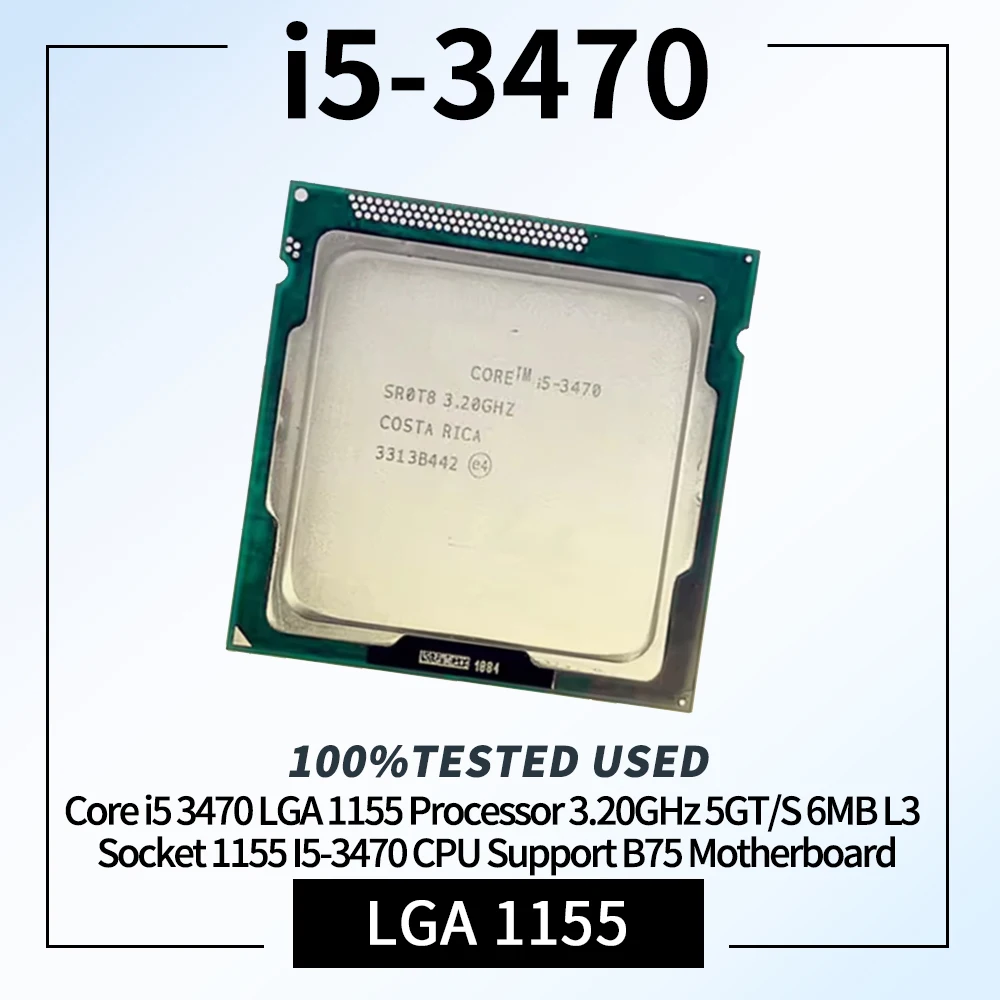 Processore Core i5 3470 LGA 1155 3.20GHz 5GT/S 6MB L3 Socket 1155 I5-3470 CPU Compatibile con Scheda Madre B75