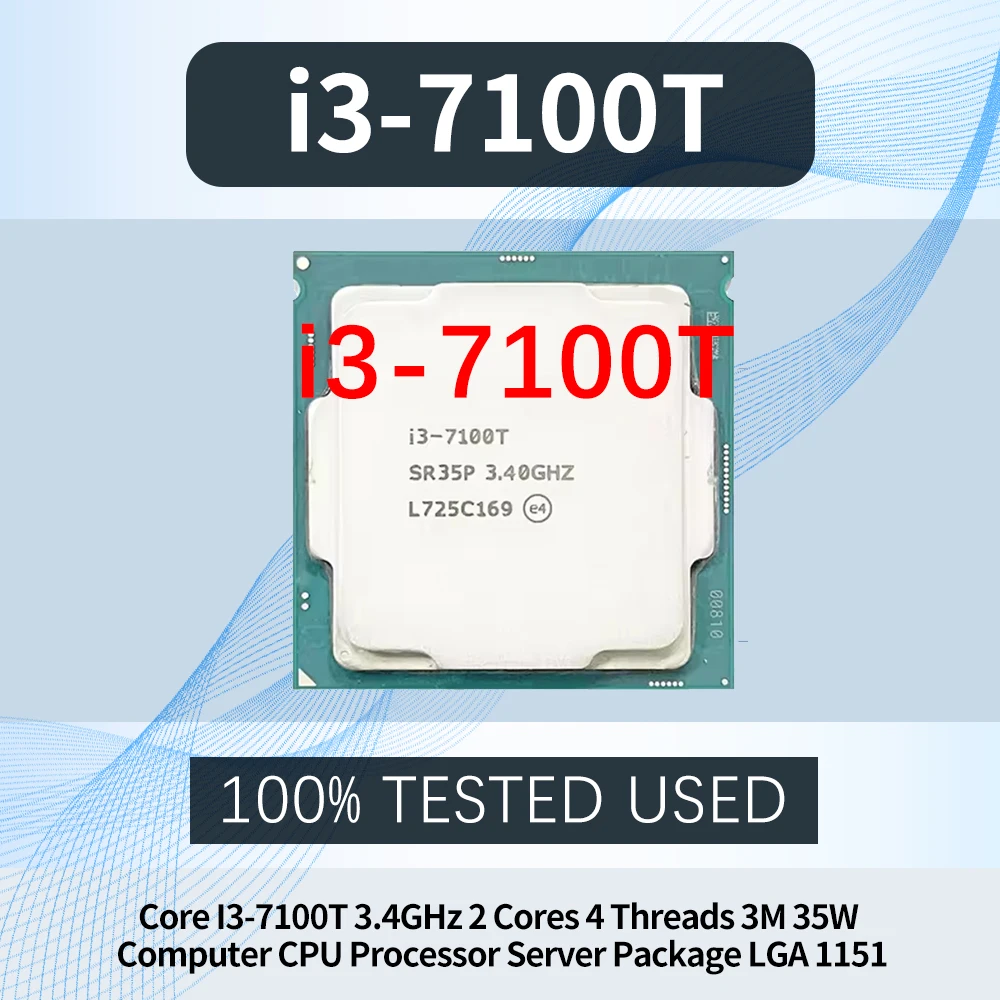 Processore CPU per Computer Core I3-7100T 3.4GHz 2 Core 4 Thread 3M 35W Pacchetto Server LGA 1151