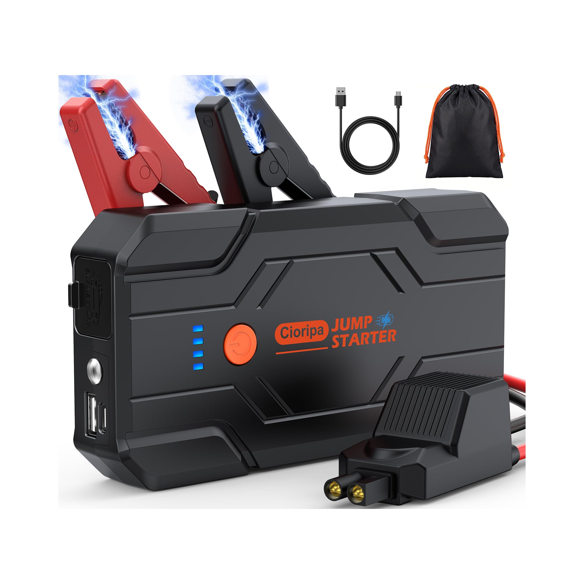 Cioripa Booster Avviamento Auto 8000A 14.8V 9.0L Benzina e 8.5L Diesel LED | Avviamento Batteria Auto Portatile 8000A 14.8V, Motori 9.0L Benzina e 8.5L Diesel, LED Con Cavo di Sic…