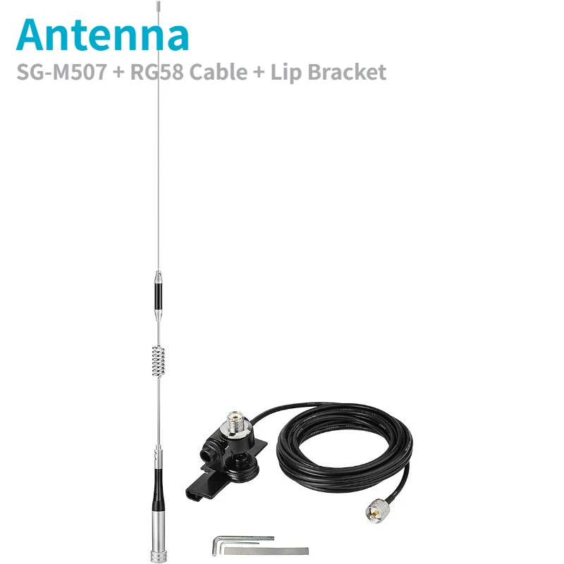 Antenna Radio Mobile VHF UHF 144/430MHz per Auto e Camion, Antenna Radio Amatoriale a 2 Vie con Supporto Fisso, Cavo RG58 con Connettore PL259 Maschio