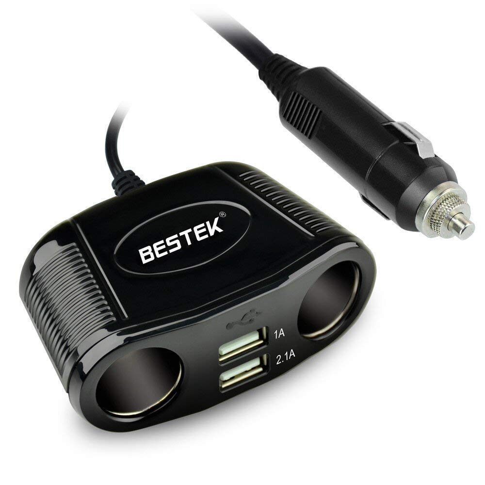 BESTEK Caricatore per Auto 150W, 12/24 V 2 Porte USB Caricabatteria da Auto per iPhone XS Max/iPhone XR/8, iPad, Tablet, Smartphone