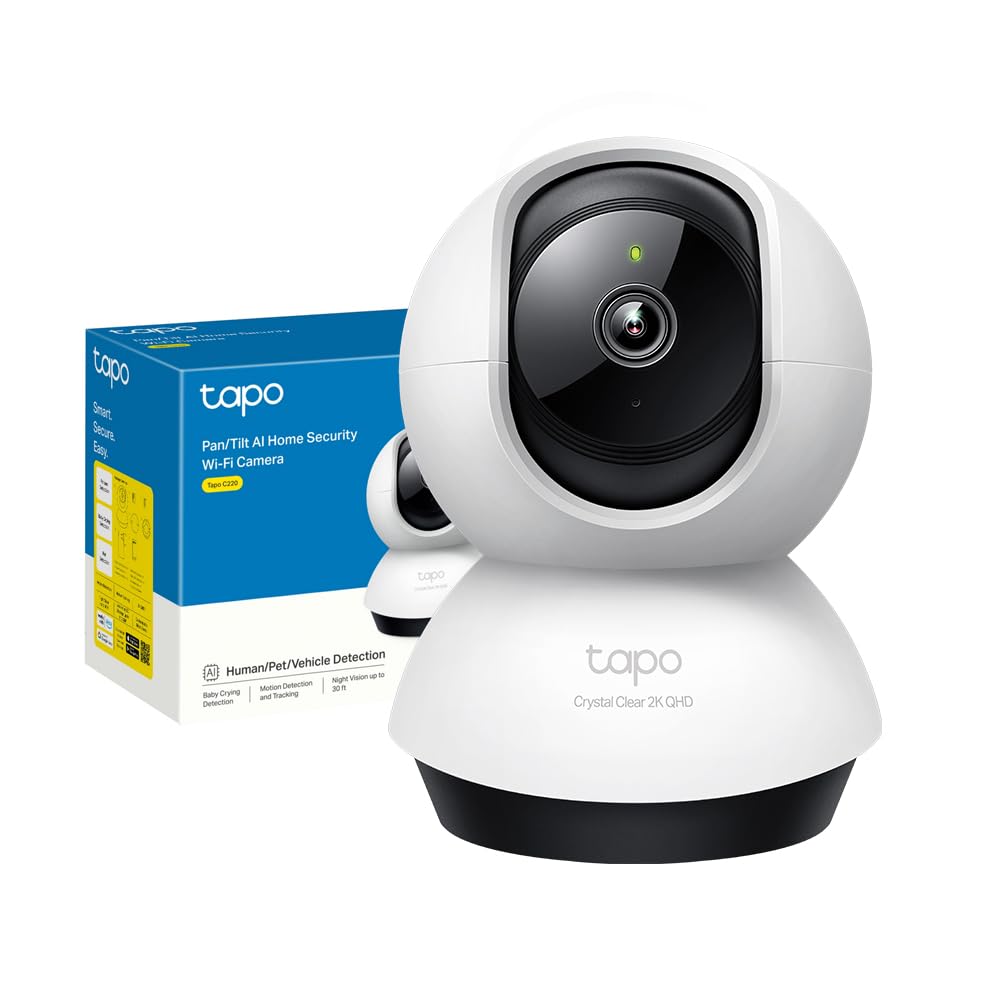 Tapo C220 2K 4MP Telecamera WiFi Interno Videocamera Sorveglianza 360° PTZ | Telecamera per Bambini/Animali, Panoramica e Inclinazione, Visione Notturna, Alexa, Google Assistant,…