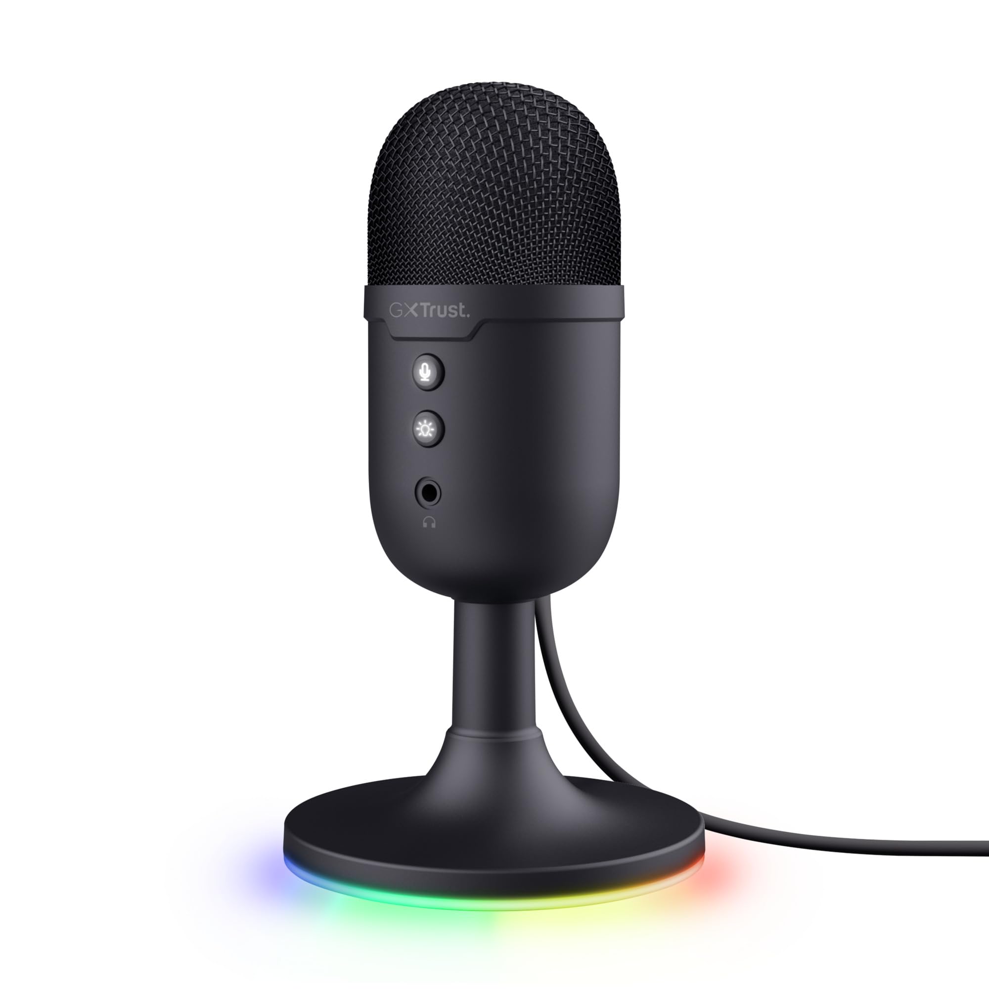 GXTrust Yami Microfono a Condensatore USB da Streaming per Podcast, Nero | Schema Cardiode, RGB, Pulsante di Silenziamento, per Gaming Discord Twitch Youtube Microfono ASMR