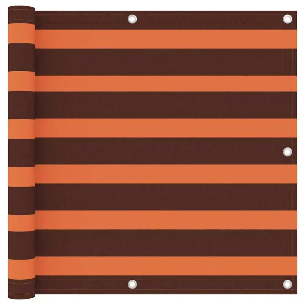 Schermo Privacy per Balcone, Tessuto Oxford con Occhielli in Alluminio e Corda, per Recinzione Patio Esterno, Facile da Pulire, Arancione e Marrone, 90x300 Cm