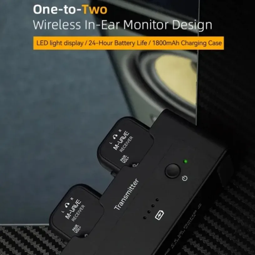 M-VAVE SWS12 Monitor In-Ear Wireless Professionali per Palcoscenico, 1 Trasmettitore con Supporto Multi-Ricevitore, Lunga Distanza di Trasmissione, per Uso in Spettacoli